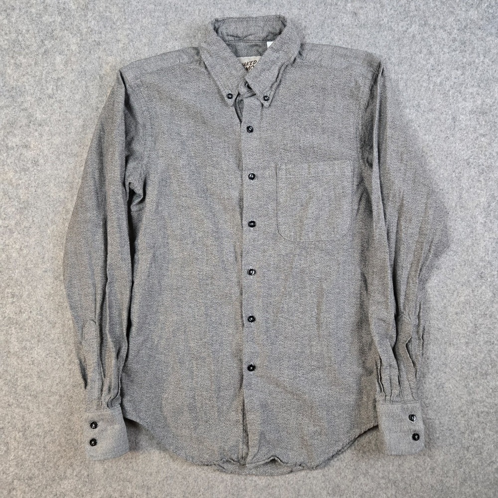 Naked‎ & Famous Shirt Mens Small Gray Long Sleeve Button Down Japanese Fabric